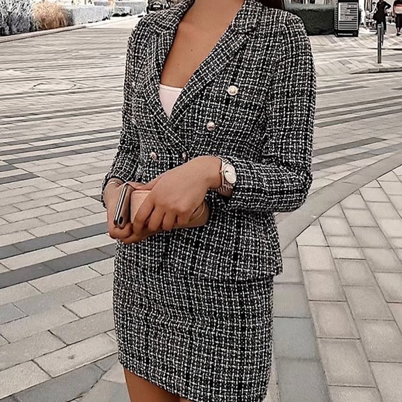 Fashion Nova | Skirts | Tweed Blazer 